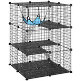 Kavez za mačke s platformama i visećom mrežom 70 × 70 × 105 cm, crni