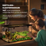 Terarijum za reptile s otvorom za hranjenje 50 × 30 × 25 cm, crni