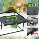 Terarijum za reptile s otvorom za hranjenje 50 × 30 × 25 cm, crni