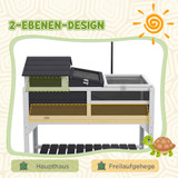 Kućica za kornjače na 2 nivoa s policom 102 × 56 × 104 cm, siva