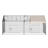 Vanjska ograda za male životinje s krovom 220 × 103 × 103 cm, crna i bež