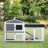 Kućica za zečeve s ogradom i 2 nivoa 157,4 × 53 × 93,5 cm, siva