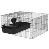 Kavez za male životinje s odvojivom ogradicom 112,5 × 99 × 54 cm, crni