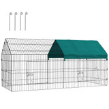 Ograda za male životinje s krovom, 4 vrata, 220 × 85 × 103 cm, zeleno-crna