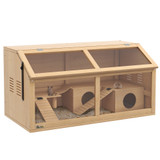 Kavez za hrčke s platformom i visećim mostom 85 × 45 × 44 cm, prirodno drvo