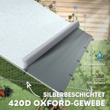 Ispust za kokoši 300 × 400 × 195 cm, s ceradom i hranilicom, srebrni