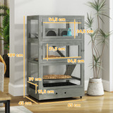 Drveni kavez za hrčke s 4 nivoa 65 × 45 × 109 cm, siva