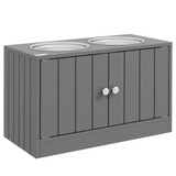 Stanica za hranjenje pasa s 2 zdjele i ostavom 60 × 30 × 35,5 cm, siva