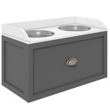 Stalak za hranjenje pasa s ladicom i 2 posude 60 × 30 × 36 cm, siva