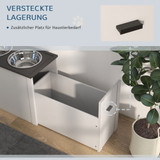 Postolje s 2 zdjele od nerđajućeg čelika i ormarićem 60 × 30 × 42 cm, bijelo-sivo