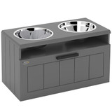 Hranilica za velike pse s 2 inox posude i ladicom, siva