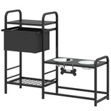Podignuta posuda za pse s ladicom i policama 89,5 × 27 × 74 cm, crna