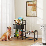 Podignuta posuda za pse s ladicom i policama 89,5 × 27 × 74 cm, crna