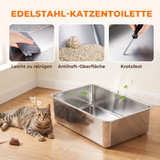 Set 2 toaleta za mačke od nehrđajućeg čelika 60 × 40 × 30 cm, crni