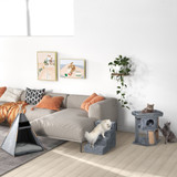 Stepenice za male pse i mačke s 4 stepenika 60 × 35 × 44 cm, svijetlosive