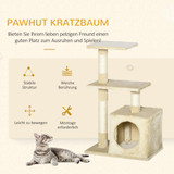 Grebalica za mačke s kućicom i platformama 50 × 30 × 80 cm, bež