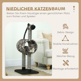Grebalica za mačke s tunelom i 3 stuba 48,5 × 35 × 93 cm, crno-bijela