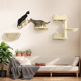 Zidna penjalica za mačke, set od 4 dijela, 40 × 28 × 73 cm, bež