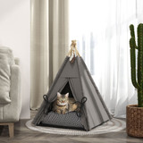 Tipi šator za mačke i male pse 60 × 60 × 76 cm, siva