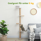 Zidna penjalica za mačke s 5 nivoa 48 × 21 × 180 cm, svijetlosiva