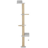 Zidna penjalica za mačke s 5 nivoa 48 × 21 × 180 cm, svijetlosiva
