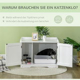 Toalet za mačke s pregradom i dvokrilnim vratima 86 × 48 × 52 cm, bijeli