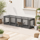 Tunel za mačke od drveta s 3 vrata 151,5 × 38,5 × 40 cm, siva
