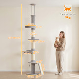 Penjalica za mačke od poda do plafona 230–260 cm, 5 nivoa, svijetlosiva