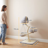 Penjalica za mačke 115 cm, s 2 ležaja i visećom ležaljkom, svijetlosiva