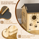 Kućica za pse s otvorima za ventilaciju 69 × 58 × 50 cm, hrast i crna