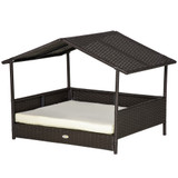 Podignuti krevet za pse s krovom 69 × 98 × 70 cm, boja kafe