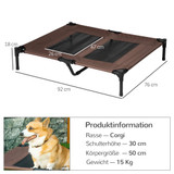 Povišeni krevet za pse 92 × 76 × 18 cm, boja kafe
