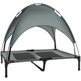 Povišeni krevet za pse s krovom 92 × 76 × 90 cm, siva