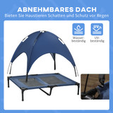 Povišeni krevet za pse s krovom 92 × 76 × 90 cm, tamnoplava i crna