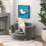 Krevet za pse i mačke na drvenim nogama 65 × 64 × 37 cm, siva