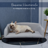 Sofa za pse od baršuna s naslonom 82 × 54 × 36 cm, svijetlosiva