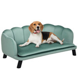Sofa za pse do 25 kg s jastukom i drvenim nogarama, zelena