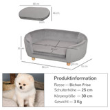Krevet-sofa za pse i mačke 86 × 55 × 33 cm, svijetlosiva