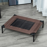 Podignuti krevet za pse s čeličnim okvirom 76 × 61 × 18 cm, smeđi