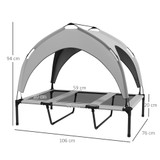 Podignuti krevet za pse s krovom 106 × 76 × 94 cm, svijetlosiva