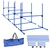 Agility set za pse s 4 prepone, podesiva visina, torba za nošenje, plavi