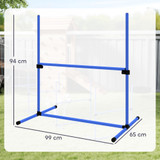 Agility set za pse s 4 prepone, podesiva visina, torba za nošenje, plavi