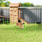 Agility set za pse s 4 prepone, podesiva visina, s torbom za nošenje, zeleni