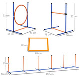 Agility set za pse sa slalomom, preprekama i tunelima, narandžasto-plavi
