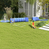 Agility set za pse sa 2 tunela, 2 prepone i obručem, plavi