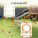 Agility set za pse s preponom, obručem i slalom štapom, žuto-narandžasti