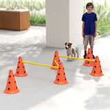Agility set za pse s 3 prepreke i 6 čunjeva, narandžasti