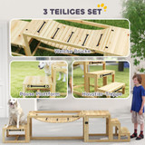 Agility set za pse od jelovine, 3 dijela, do 40 kg, boja drveta