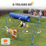 Agility set za pse od 8 dijelova s tunelom, preprekama i obručem, narandžasti