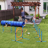 Agility set za pse od 8 dijelova s tunelom, preprekama i obručem, narandžasti